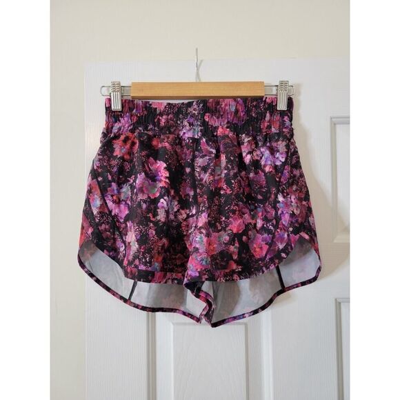 Lululemon Tracker Short V *4" Fluoro Floral Multi Sz 6 - Picture 1 of 10